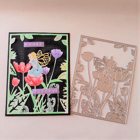 Inlovearts Flower Fairy Rectangle Background Cutting Dies