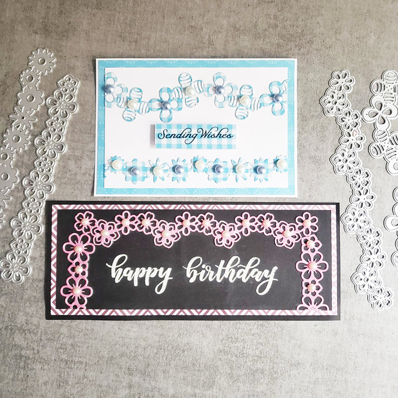 Inlovearts 4pcs Flower Border Cutting Dies