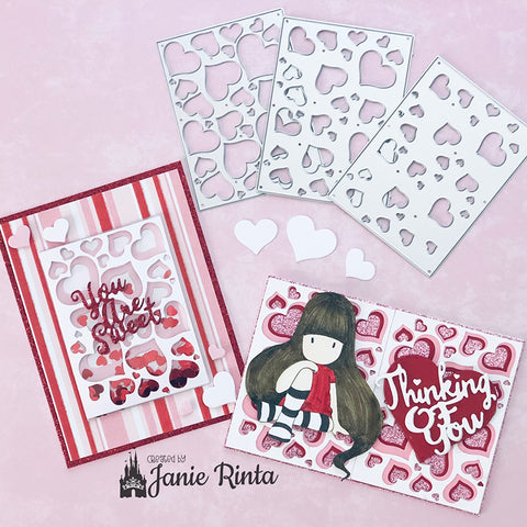 Inlovearts 3 Pcs Combined Heart Background Dies Set