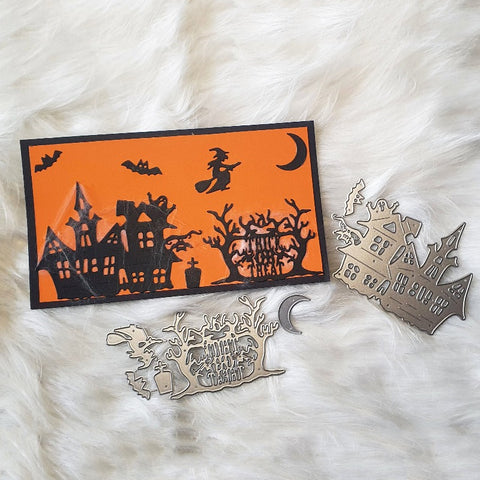 Inlovearts Halloween Castle and Dead Tree Cutting Dies