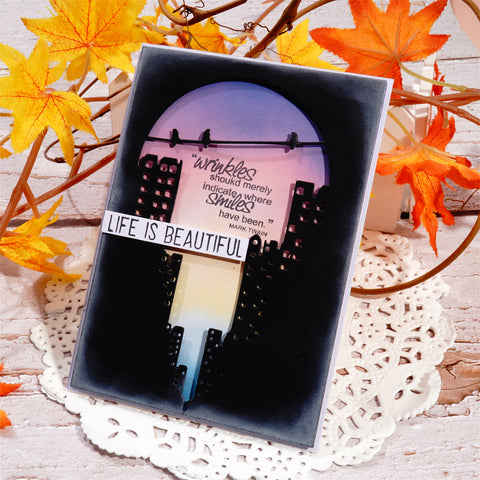 Inlovearts City Building Silhouette Background Cutting Dies