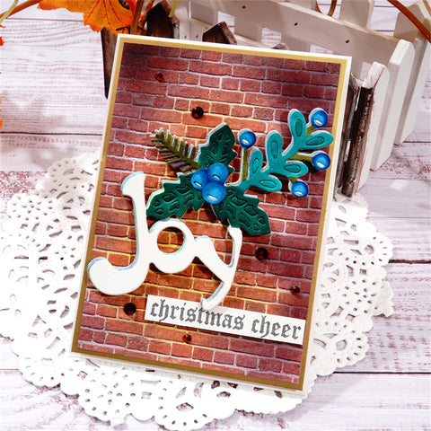 Inlovearts "JOY" Word with Christmas Flower Metal Cutting Dies