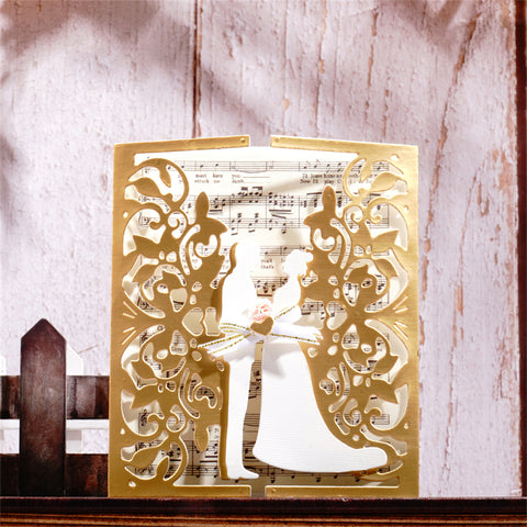 Inlovearts Foldable Bride and Groom Invitation Cutting Dies