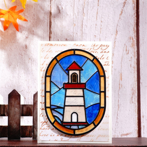 Inlovearts Lighthouse Oval Background Cutting Dies