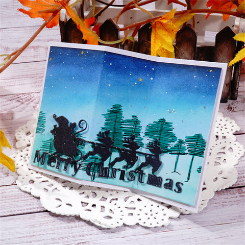 Inlovearts Reindeer Sled with "Merry Christmas" Border Cutting Dies