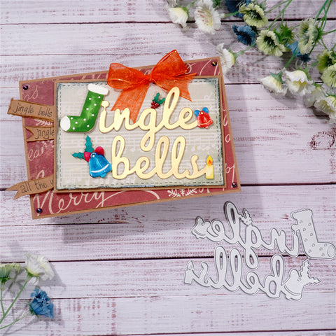 Inlovearts "Jingle Bell" Words with Little Decor Cutting Dies