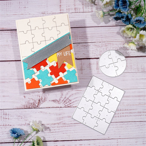 Inlovearts Rectangular and Circle Puzzle Pieces Cutting Dies