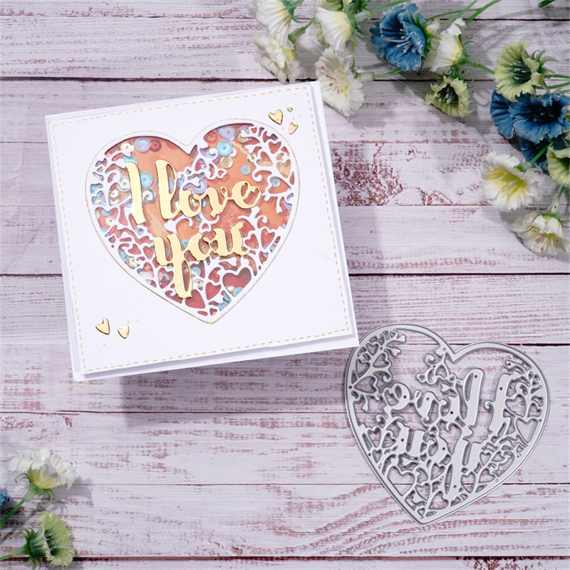 Inlovearts Heart with "I Love You" Word Cutting Dies