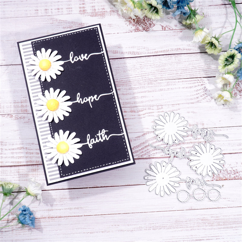 Inlovearts Sunflower with "Love, Faith, Hope" Word Cutting Dies