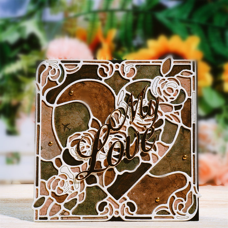 Inlovearts Rose Heart Square Frame Cutting Dies