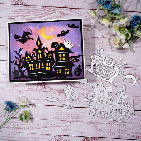 Inlovearts Halloween Castle and Dead Tree Cutting Dies