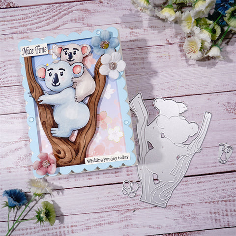 Inlovearts Koala Mother and Child on the Tree Cutting Dies