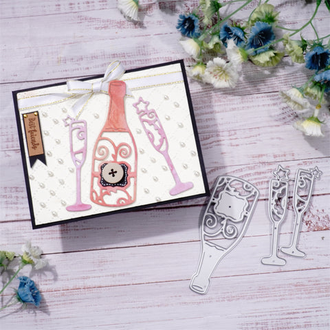 Inlovearts Champagne And Wine Glasses Cutting Dies