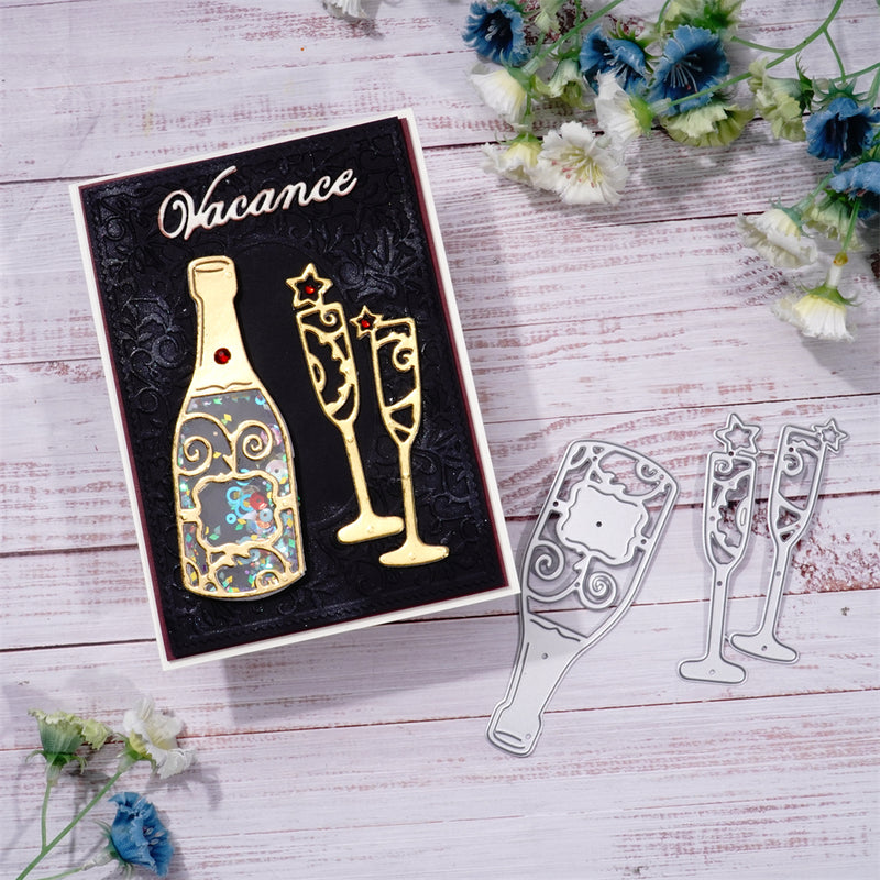 Inlovearts Champagne And Wine Glasses Cutting Dies