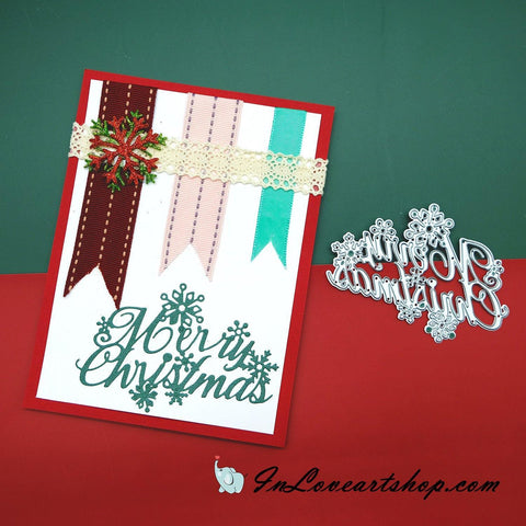 Merry Christmas Words with Snowflakes Decor Dies - Inlovearts