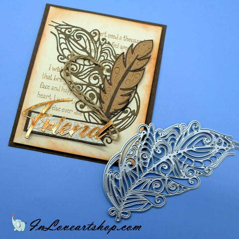 Large Elegant Feather  Dies - Inlovearts
