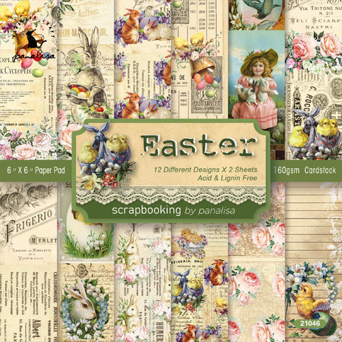 Inlovearts 24PCS  6" Easter Bunnies Scrapbook & Cardstock Paper