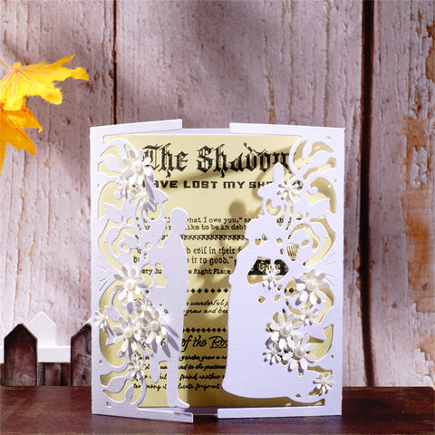Inlovearts Foldable Bride and Groom Invitation Cutting Dies