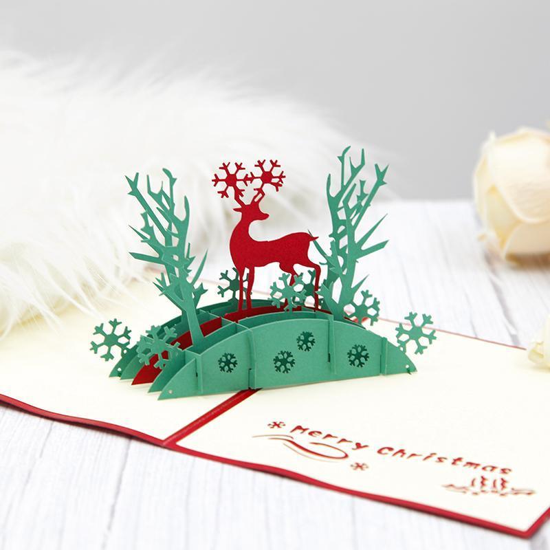 Reindeer on Arch Bridge Pop-up Card - greetingpopup