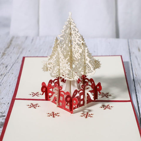 Inloveartshop White Christmas Tree 3D Stereo Greeting Card