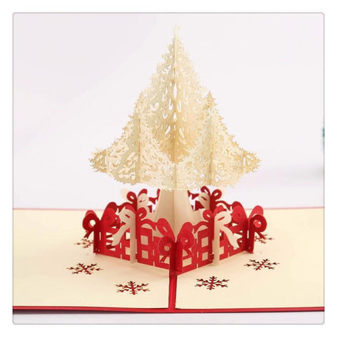 Inloveartshop White Christmas Tree 3D Stereo Greeting Card