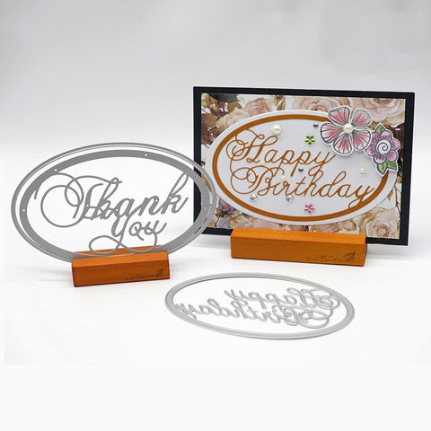 Inloveartshop Happy Birthday Oval Border and Frame Cutting Dies