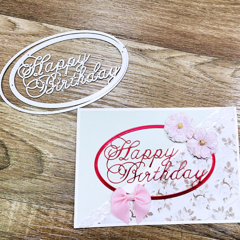Inloveartshop Happy Birthday Oval Border and Frame Cutting Dies
