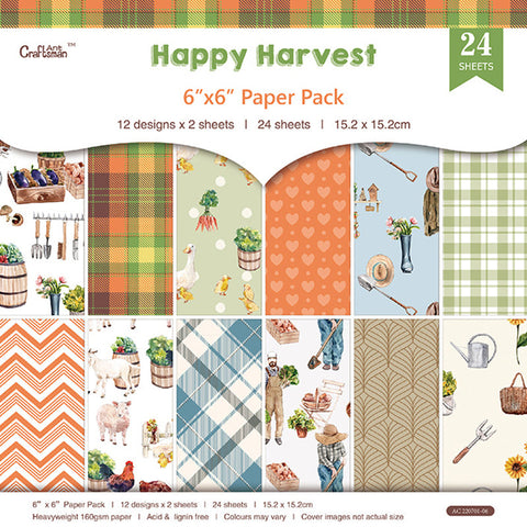 Inlovearts 24PCS  6" Happy Harvest DIY Scrapbook & Cardstock Paper