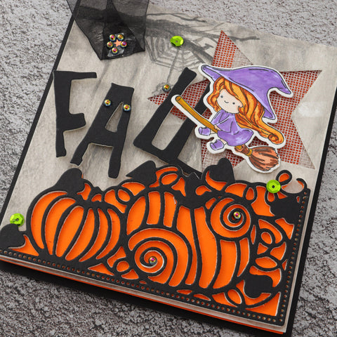Cute Halloween Witches Dies with Stamps Set - Inlovearts