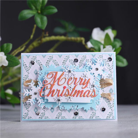 Inloveartshop Merry Christmas Words with Snowflakes Decor Cutting Dies