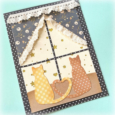 Inloveartshop Heart-to-heart Cat Couple Border Cutting Dies