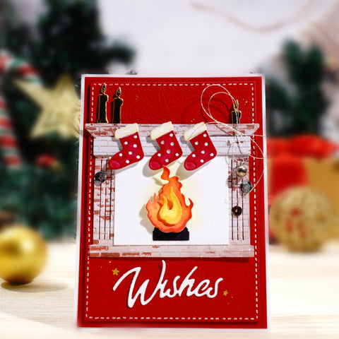 Inlovearts Christmas Fireplace Metal Cutting Dies