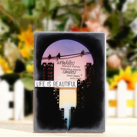 Inlovearts City Building Silhouette Background Cutting Dies
