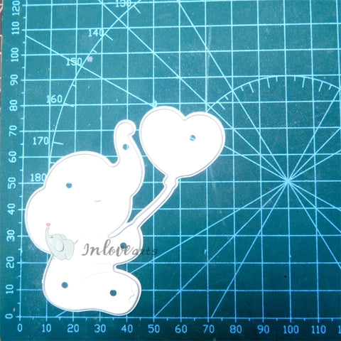 Inlovearts Elephant Holding Balloon Cutting Dies
