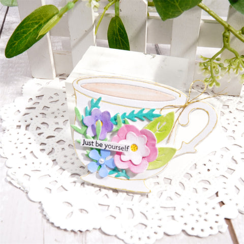 Inlovearts Floral Coffee Cup Cutting Dies