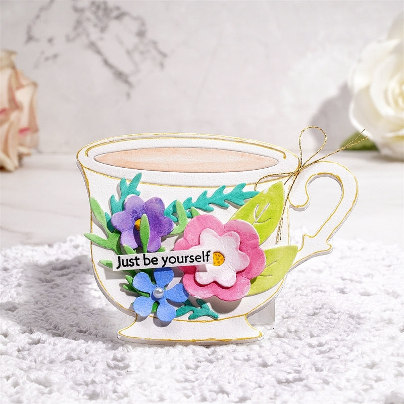 Inlovearts Floral Coffee Cup Cutting Dies
