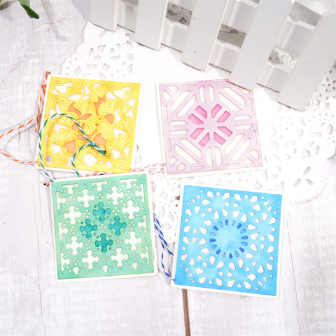 Inlovearts Four Different Patterned Squares Background Board Dies