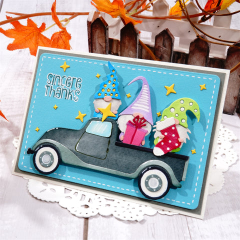 Inlovearts Gnome In the Car Metal Cutting Dies