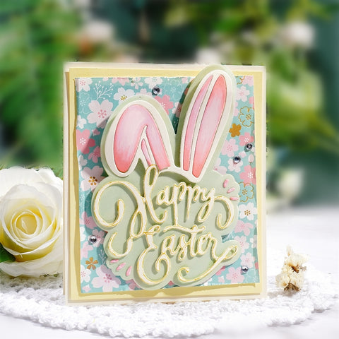 Inlovearts "Happy Easter" Word with Bunny Ear Cutting Dies