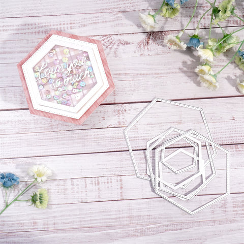 Inlovearts Hexagon Stackable Nesting Cutting Dies