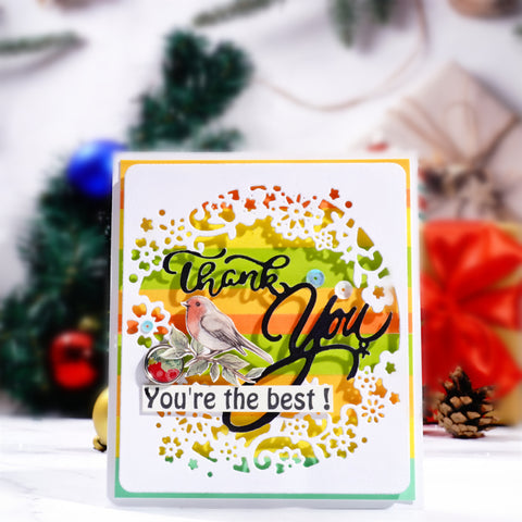 Inlovearts Thank You Word with Flower Frame Metal Cutting Dies