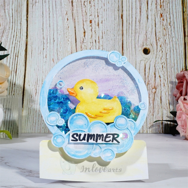 Inlovearts Toy Duck and Bubble Border Cutting Dies