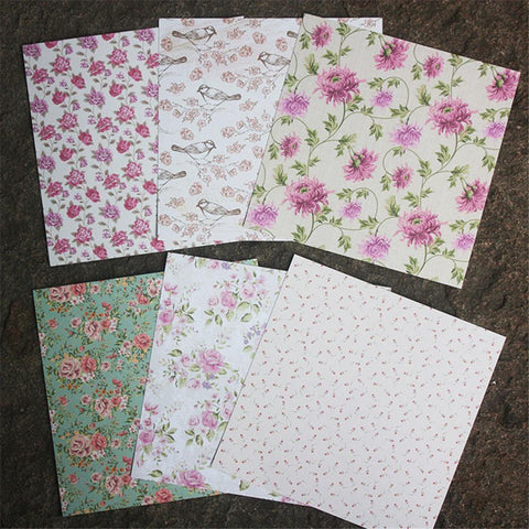 6 Inch Bronte Charm Flower Theme Background Pattern Paper - Inlovearts