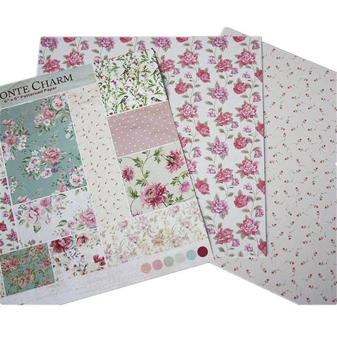 6 Inch Bronte Charm Flower Theme Background Pattern Paper - Inlovearts