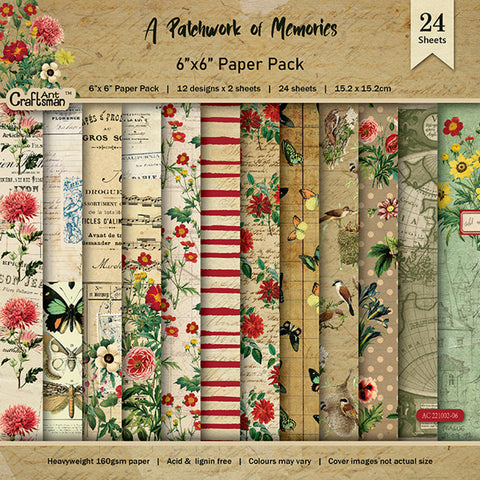 Inlovearts 24PCS  6" A Patchwork Of Memories DIY Scrapbook & Cardstock Paper