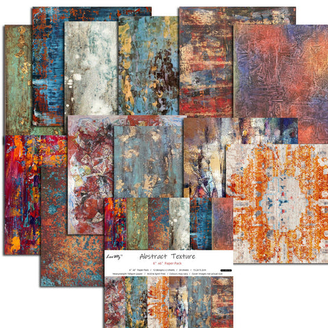 Inlovearts 24PCS  6" Abstract Texture DIY Scrapbook & Cardmaking Paper