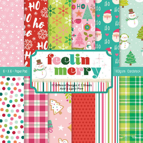 Inlovearts 24PCS  6" Colorful Christmas DIY Scrapbook & Cardstock Paper
