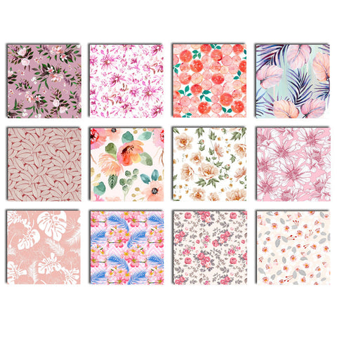 Inlovearts 24PCS  6" Flower Texture DIY Scrapbook & Cardstock Paper
