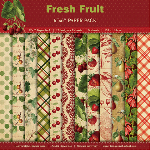 Inlovearts 24PCS  6" Fresh Fruit DIY Scrapbook & Cardmaking Paper