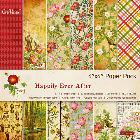 Inlovearts 24PCS  6" Happliy Ever After DIY Scrapbook & Cardstock Paper